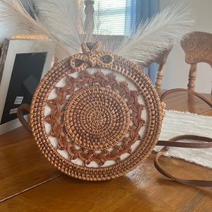 Woven Round Rattan Crossbody